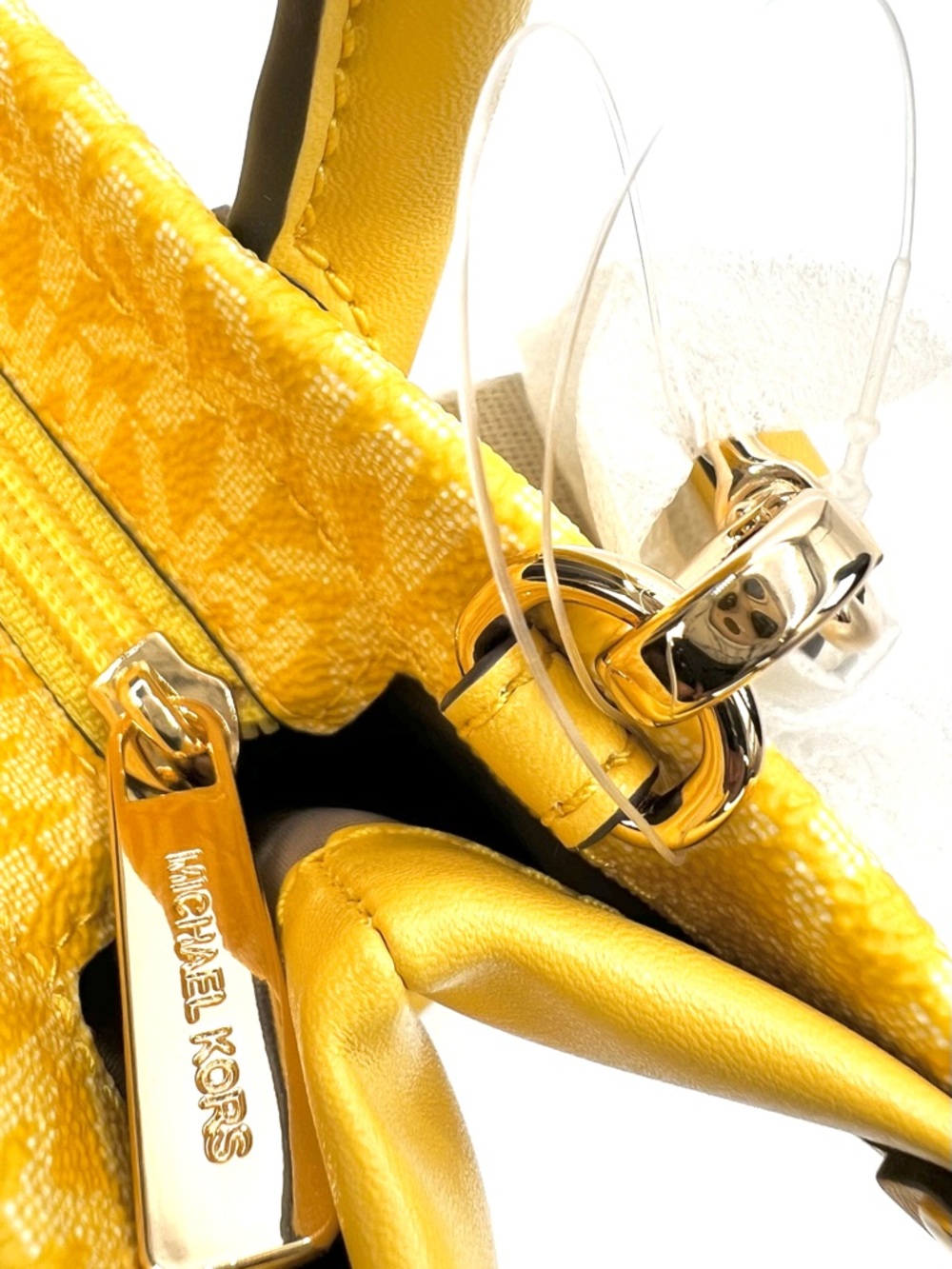Michael Kors Mirella Small Satchel in Daisy Yellow Leather & Canvas - Picture 8 of 11